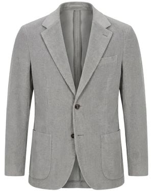 Lardini Roma Corduroy Single-Breasted Blazer - Gray