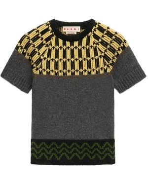 Marni Wool Jumper With Geometric Motif - Green