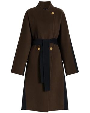 Alberta Ferretti Belted Panelled Coat - Brown