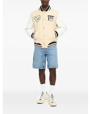 Off-White c/o Virgil Abloh Star Logo Lea Varsity Jacket - Blue