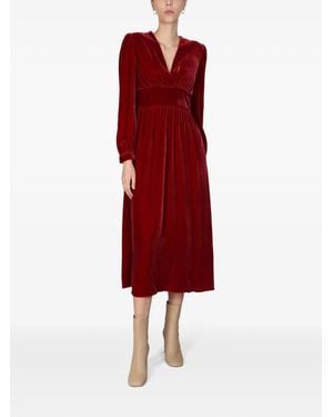 Moschino Velvet V-Neck Dress - Red