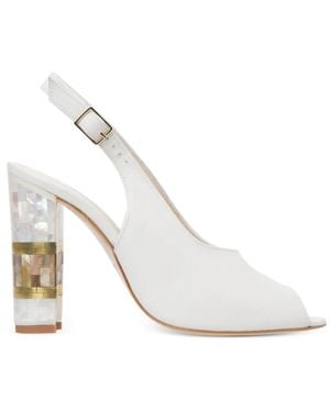 freya rose Zara Peep-Toe Pearl Sandals - White