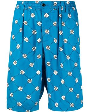 Marni Daisy-Print Track Shorts - Blue