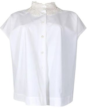 Fabiana Filippi Lace-Collar Short-Sleeve Shirt - White