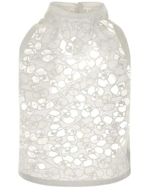 Carven Floral-Lace Halterneck Blouse - White