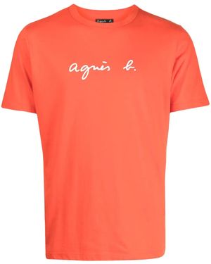 agnès b. Logo-Print Cotton T-Shirt - Orange