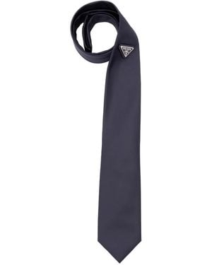 Prada Triangle-Logo Tie - Blue