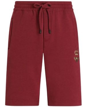 Dolce & Gabbana Motif-Embroidery Shorts - Red