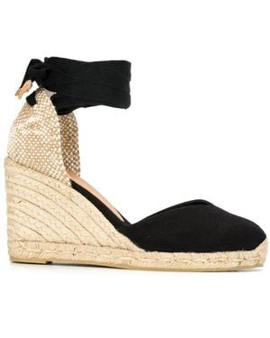 Castañer Lace-Up Wedge Espadrilles - Black