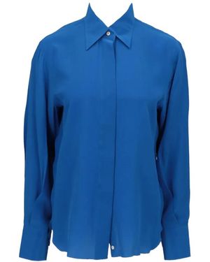 Isaia Concealed-Front Long-Sleeve Shirt - Blue
