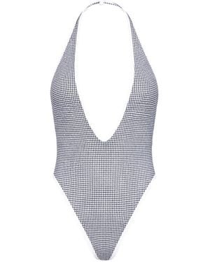 DIESEL Badpak Met Pied-De-Poule Print - Wit
