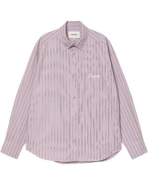 Carhartt Grimsby ストライプ シャツ - パープル