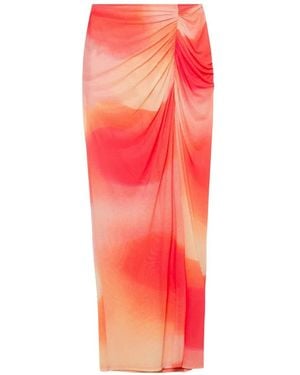 Jonathan Simkhai Kensingten Ruched Mesh Maxi Skirt - Red