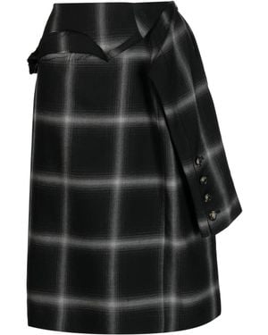 Marina Yee Birkin Plaid-Check Wool Skirt - Black
