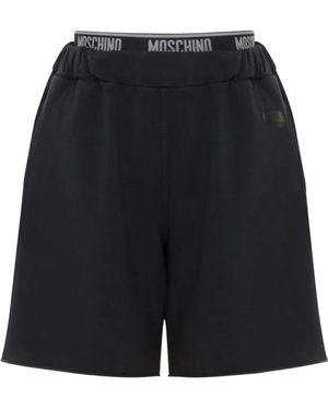 Moschino Logo-Waistband Raw-Cut Shorts - Black