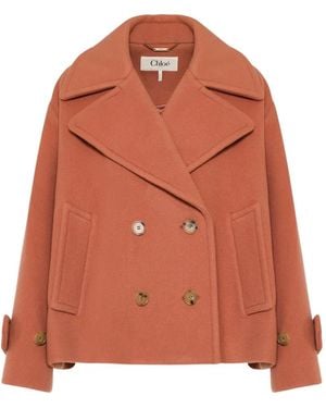Chloé Oversized Short Coat - Orange