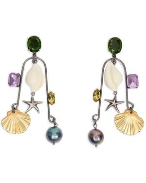 Bimba Y Lola Seashell And Crystal Earrings - Metallic