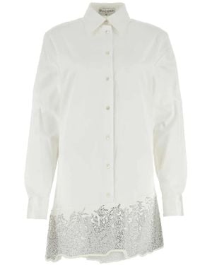 JW Anderson Crystal-Embellished Cotton Shirtdress - White