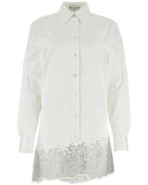 JW Anderson Crystal-Embellished Cotton Shirtdress - White
