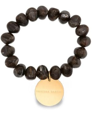 Vanessa Baroni Bracciale Con Ciondolo Logo E Perline - Nero