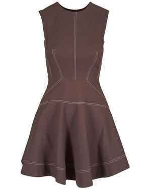 Veronica Beard Contrast-Stitch Sleeveless Dress - Brown