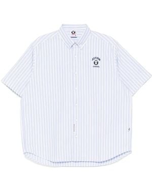 Aape By A Bathing Ape Aapenow Gestreept Overhemd Met Moonface-Logo - Wit