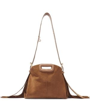 Maje Mini Miss M Fringe-Detail Shoulder Bag - Brown