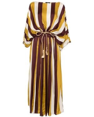 Clips Gestreiftes Maxikleid Mit Fledermausärmeln - Mettallic