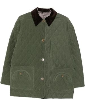 Blazé Milano Quilted Corduroy-Collar Jacket - Green
