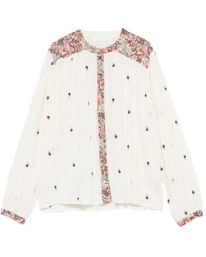 MAISON HOTEL Bestickte Marie Bluse Mit Blumenprint - Weiß