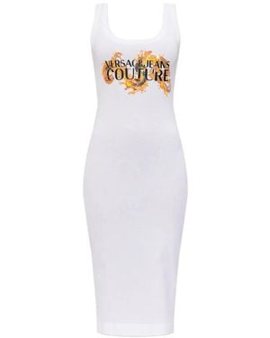 Versace Jeans Couture Logo-Print Midi Dress - White