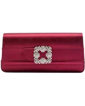 Manolo Blahnik Gothisi Embellished Clutch Bag - Red