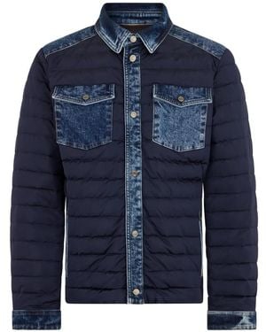 Moorer Quilted Panelled Jacket - Blue