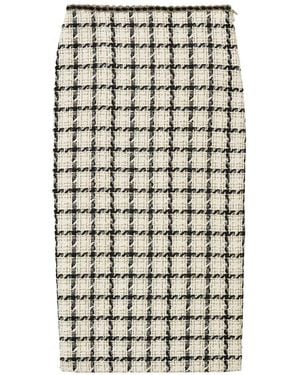 Twinset Falda Midi De Bouclé A Cuadros - Blanco