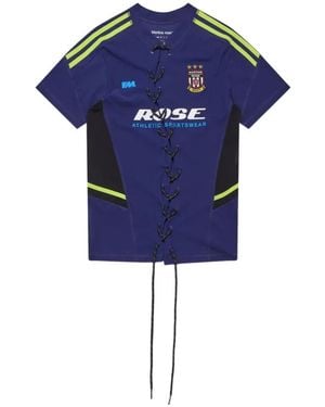 Martine Rose Lace-Up Logo-Print T-Shirt - Blue