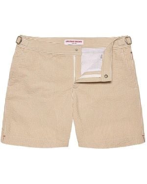 Orlebar Brown Bulldog Seersucker-Stripe Swim Shorts - Natural
