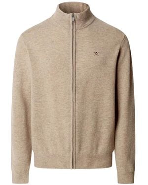 Hackett Zip-Up Lambswool Cardigan - Natural