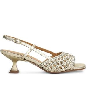 Pedro Miralles Woven Slingback Heeled Sandals - White