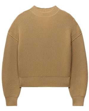 Another Tomorrow Ribbed Dropped-Shoulder Jumper - Natural