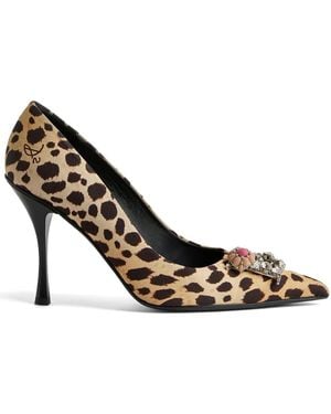 DSquared² Leopard-Print Pointed-Toe Court Shoes - Metallic