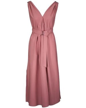 Brunello Cucinelli Belted V-Neck Midi Dress - Pink