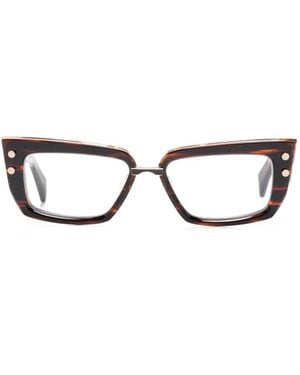 Balmain Eckige Madame Brille Mit Goldfarbenem Detail - Braun