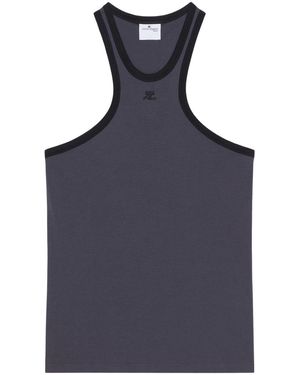 Courreges Contrasting-Trim Scuba Tank Top - Blue