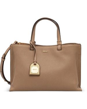 DKNY Alya Logo-Plaque Tote Bag - Brown