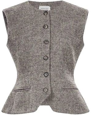 Magda Butrym Herringbone Peplum Jacket - Gray