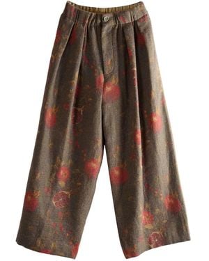 Uma Wang Pomegranate Print Pleated Trousers - ブラウン