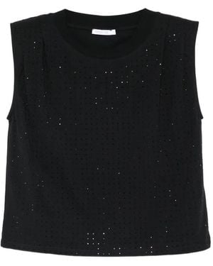 Patrizia Pepe Rhinestone-Embellished Top - Black