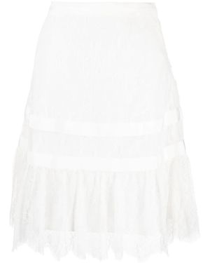 Shiatzy Chen Lace Knee-Length Skirt - White