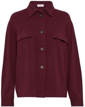 Brunello Cucinelli Buttoned Flap-Pocket Cardigan - Red