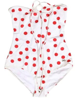 Dolce & Gabbana Polka-Dot Halterneck Swimsuit - Red